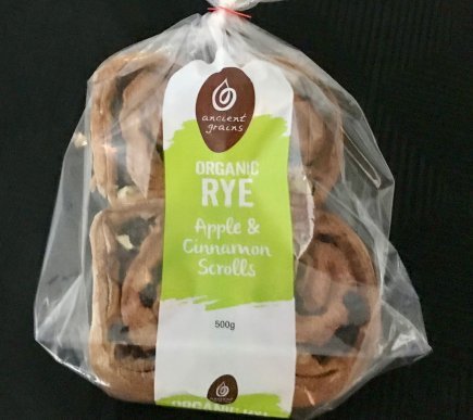 Ancient Grains Organic Rye Apple Scrolls (4 pack) 500g