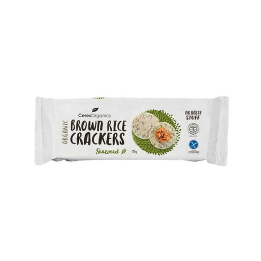 Ceres Organics Brown Rice Crackers Seaweed 100g