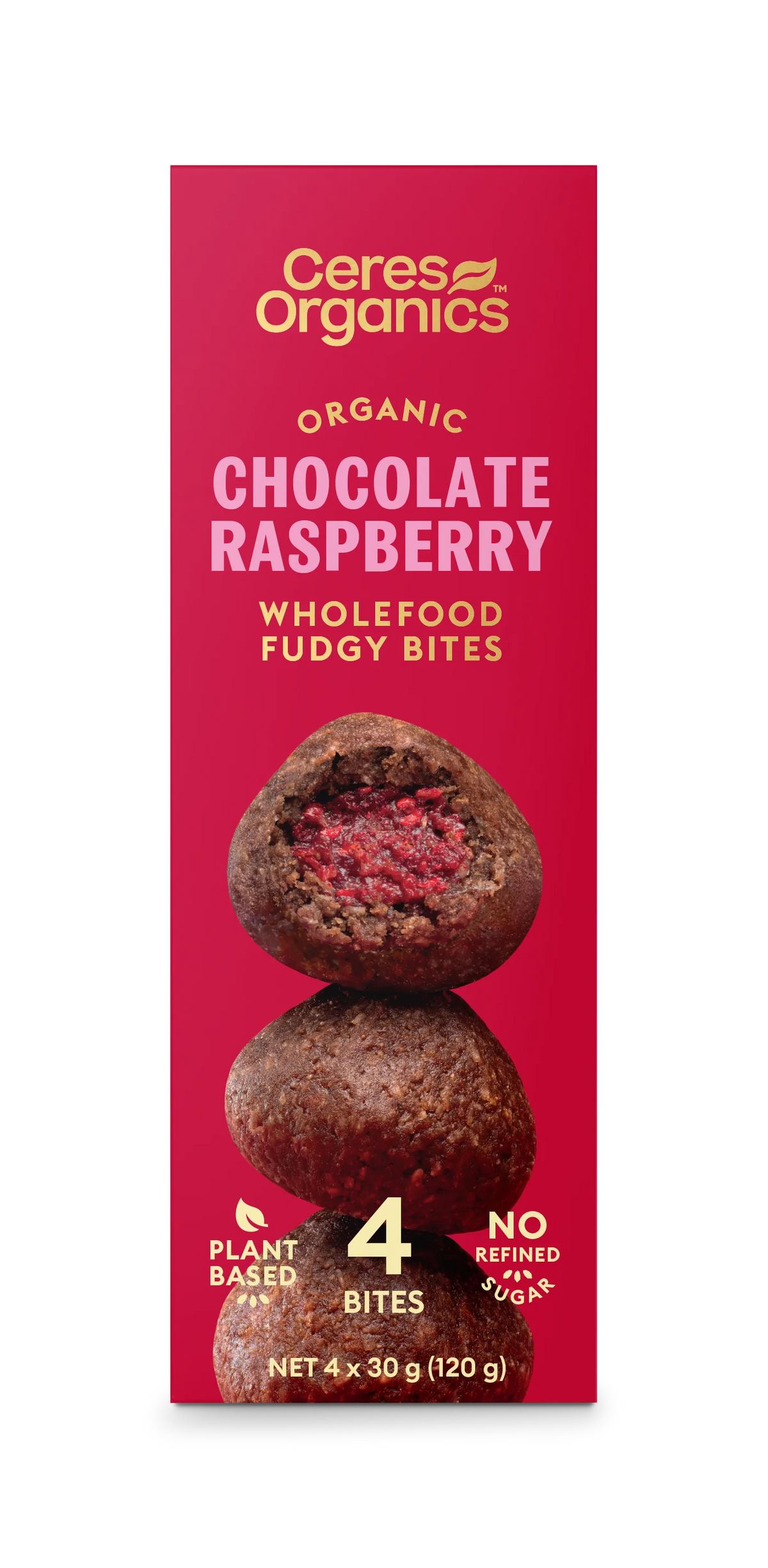 Ceres Organics Fudgy Bites 120g Choc Raspberry