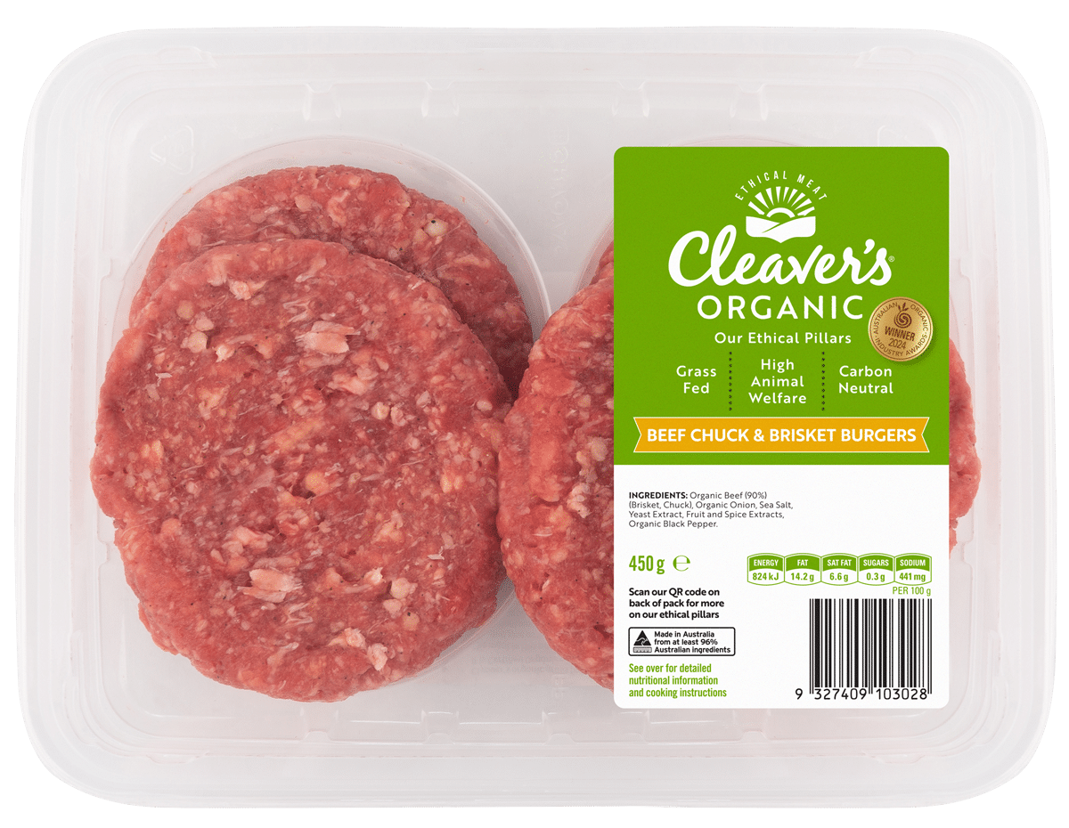 Cleaver's Organic Beef Chuck & Brisket Burgers 450g