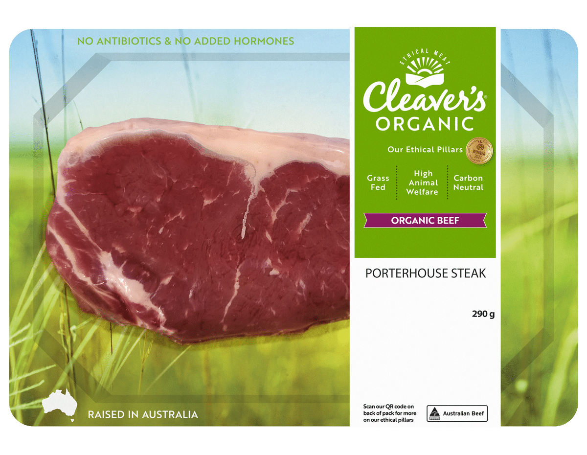 Cleaver's Organic Beef Porterhouse Steak (245-300g - 1 piece)