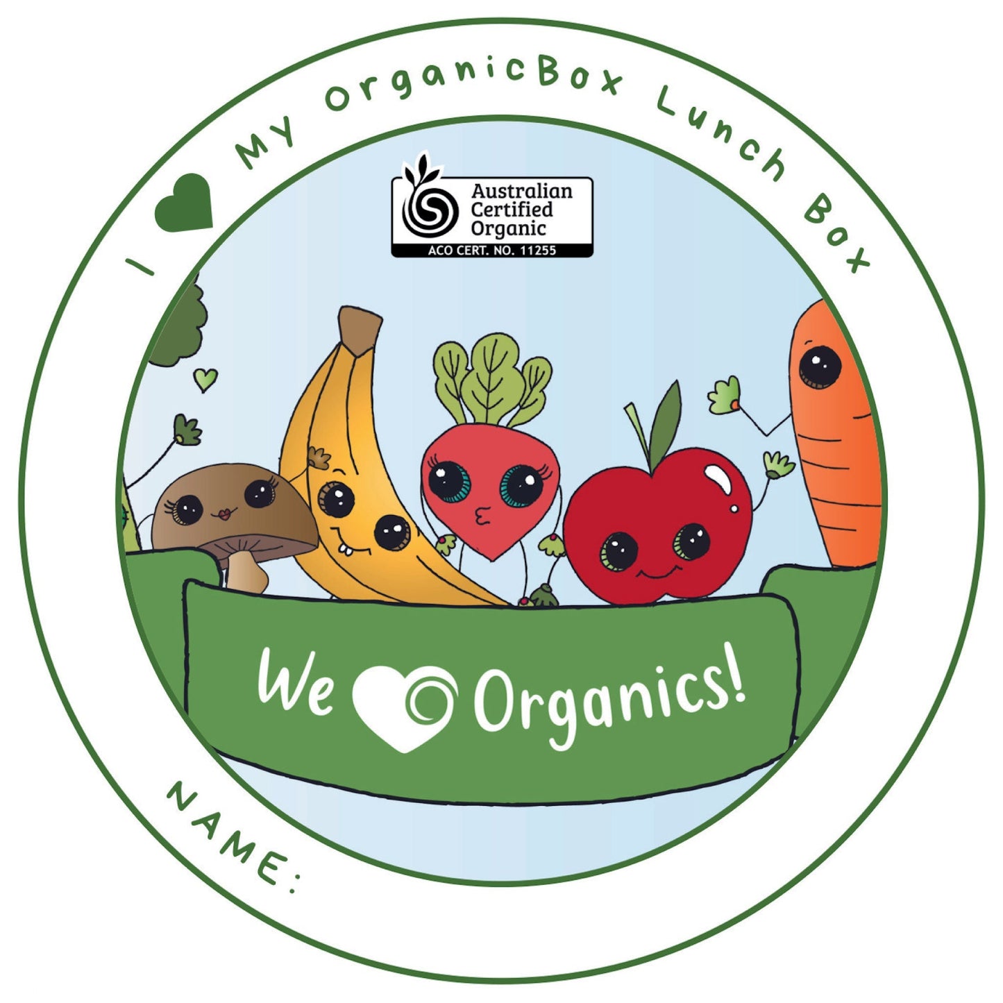 OrganicBox Kids Sticker: I Love OrganicBox