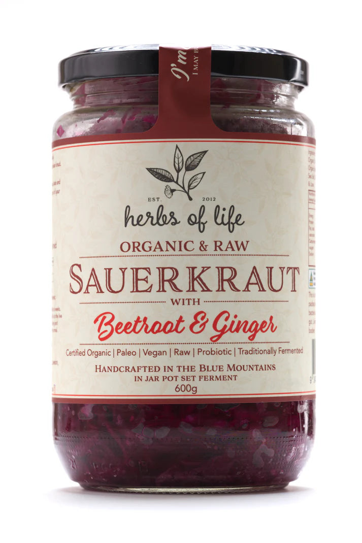 Herbs Of Life Green Cabbage, Beetroot & Ginger Sauerkraut 600g