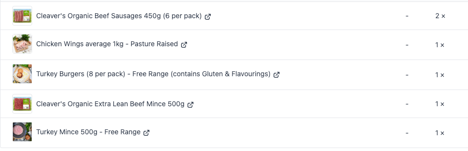 Organic free-range meat selection including Cleaver's beef sausages and mince - SA delivery