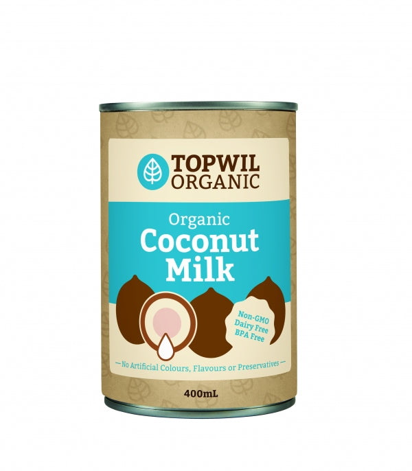 Topwil Organic Coconut Milk 400mL can - non-GMO dairy-free BPA-free - organic grocery SA