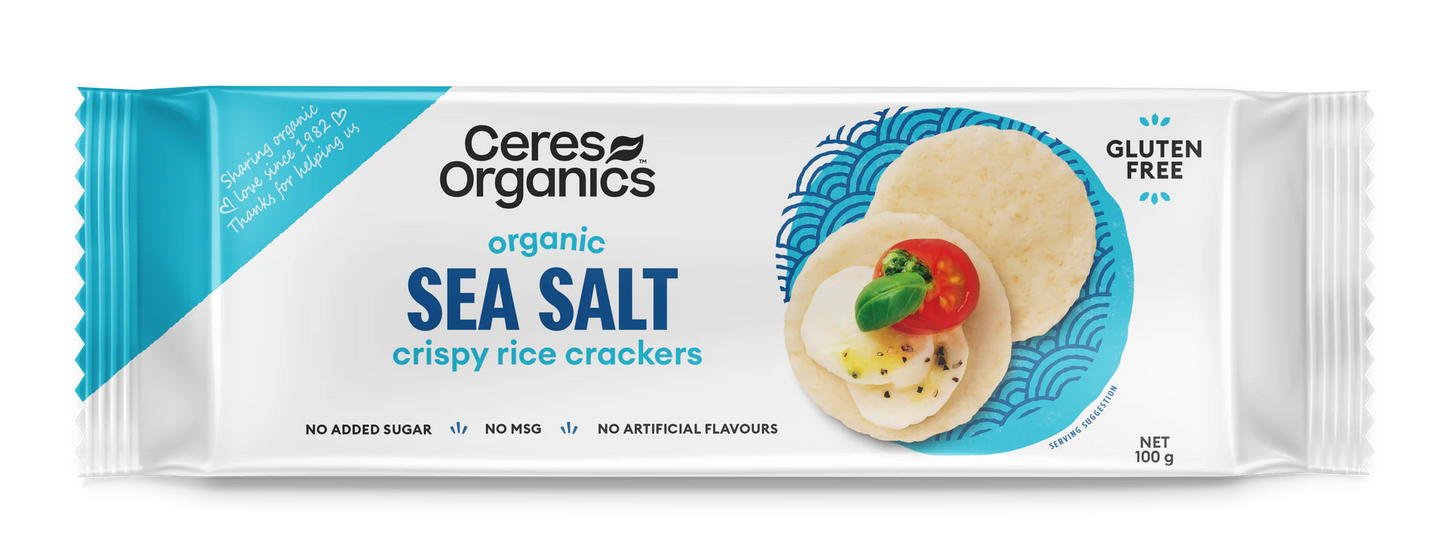 Ceres Organics Crispy Rice Crackers Sea Salt 100g