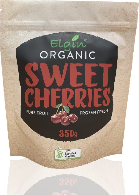 elgin organic sweet cherries 350g