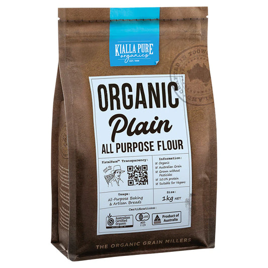 Kialla Organic Unbleached Plain All Purpose Flour 1kg