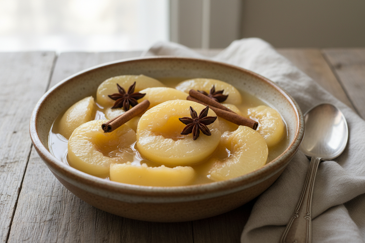 STEWED WHITE PEACHES
