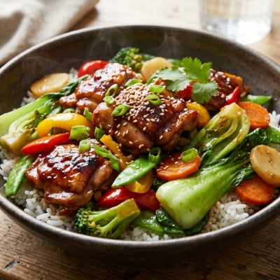 Sticky Soy Chicken Stir-Fry with Pak Choy & Veggies