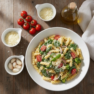 Creamy Spinach & Broccoli Pasta (Vegetarian)