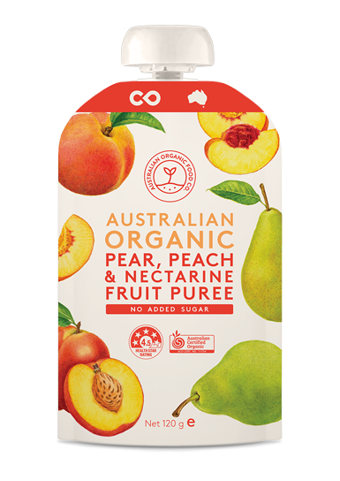 Organic Fruit Puree - Pear, Peach & Nectarine 120g