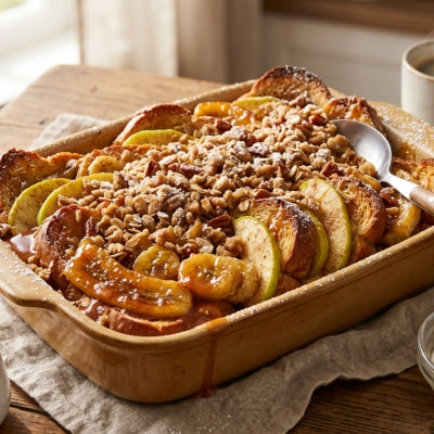 Caramelised Banana & Apple French Toast Bake