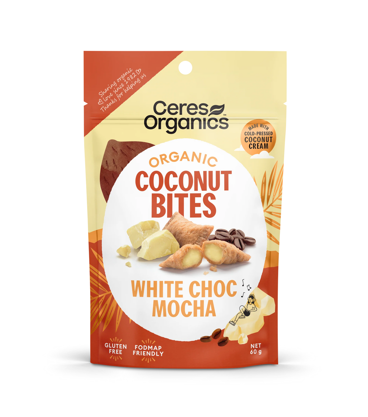 Ceres Organic Gluten Free Coconut Bites - White Choc Mocha 60g