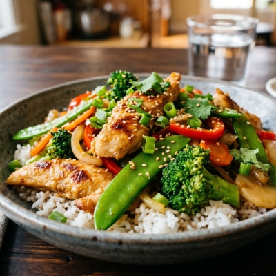 Chicken Tender Stir Fry with Snow Peas & Broccoli