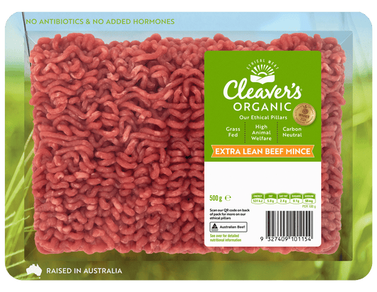 Cleaver's Organic Extra Lean Beef Mince 500g