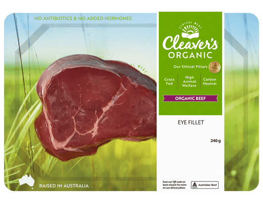 Cleaver's Organic Beef Fillet Steak (240-260g - 2 pieces)
