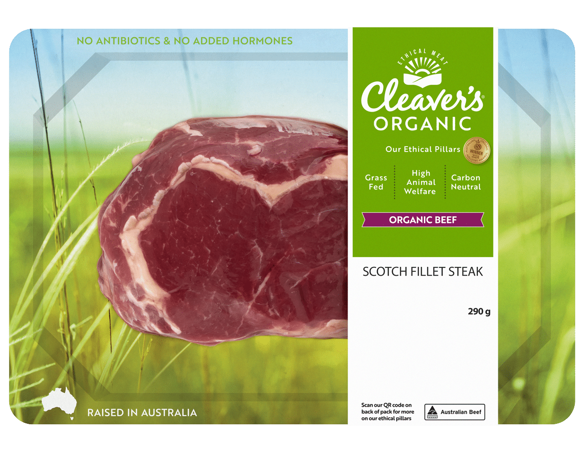 Cleaver's Organic Beef Scotch Fillet Steak (240-280g - 1 piece)