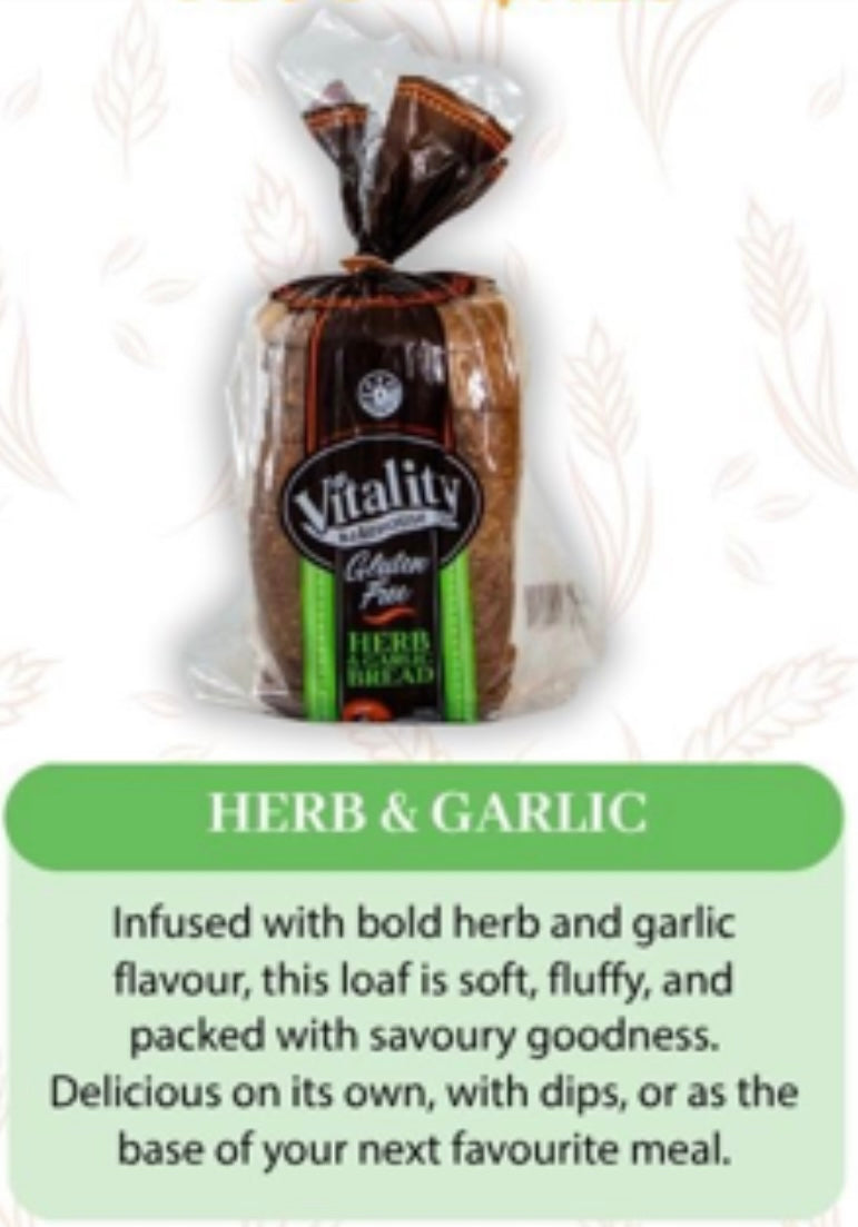 Vitality GF Herb & Garlic Bread - Gluten Free