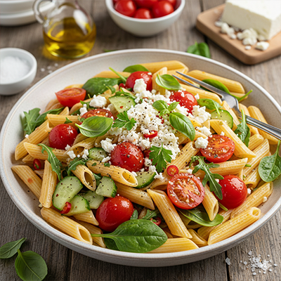 Fresh Tomato Cucumber Pasta 