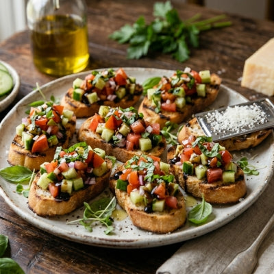 Fresh Tomato Cucumber Bruschetta