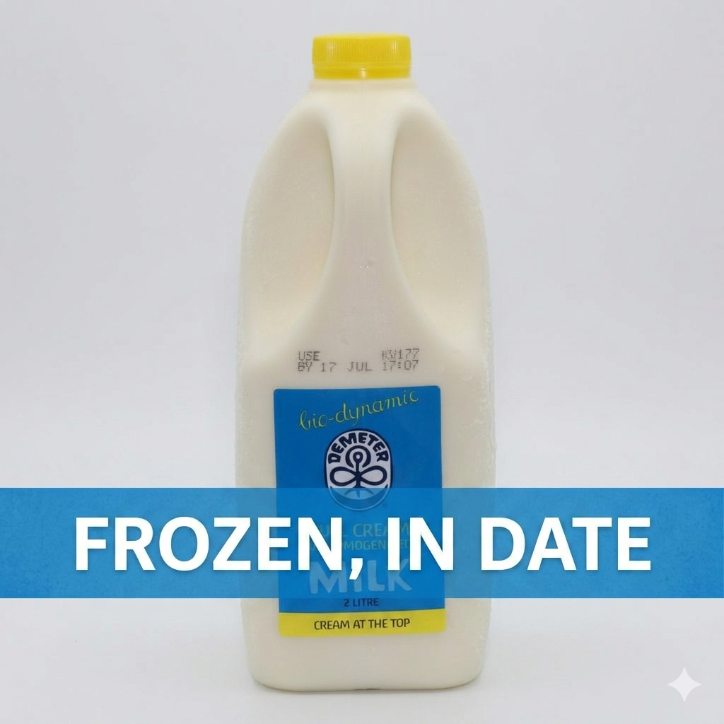 ** FROZEN ** Biodynamic Full Cream Milk 2 Litre (Cream On Top) (IN DATE WHEN FROZEN)
