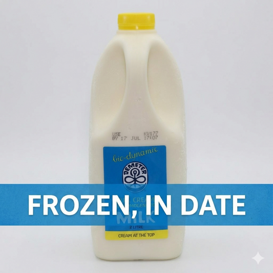 ** FROZEN ** Biodynamic Full Cream Milk 2 Litre (Cream On Top) (IN DATE WHEN FROZEN)