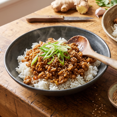 Ginger & Garlic Chicken Mince Rice Bowls