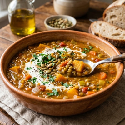 Hearty Lentil, Pumpkin & Vegetable Soup