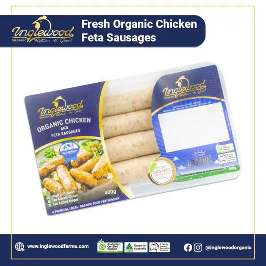 Organic Chicken and Feta Sausages 4 per pack