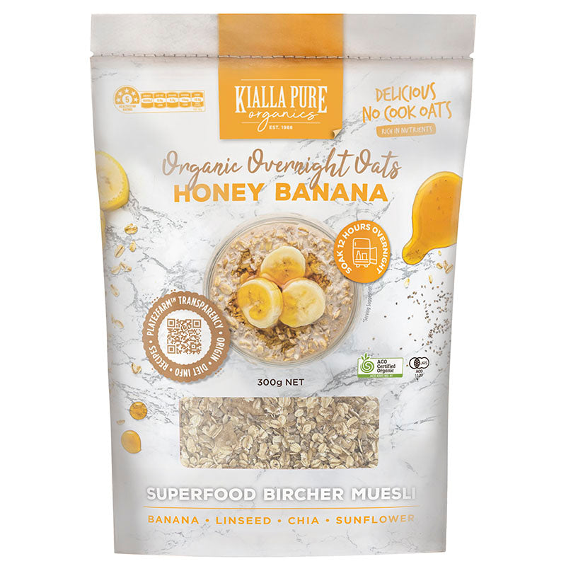 Kialla Pure Honey Banana Overnight Oats 300g