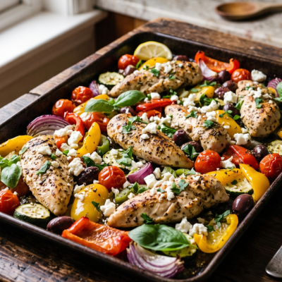 Mediterranean Chicken Tenderloin Tray Bake