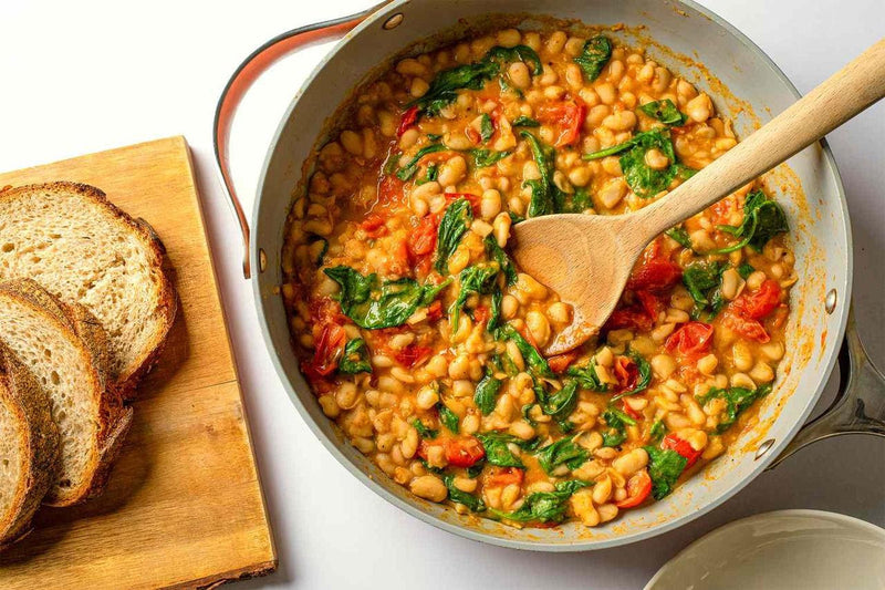 Mediterranean White Bean, Broccoli & Spinach Skillet