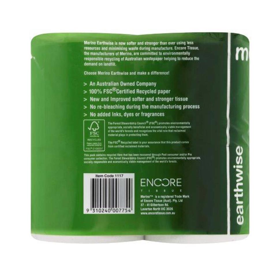 Merino E/wise Toilet Tissue 2 Ply 4 Rolls