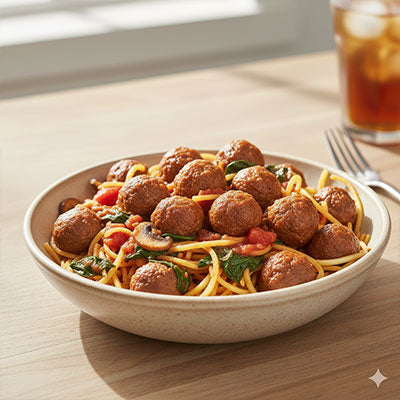 Mini Meatballs with Mushroom & Spaghetti Squash