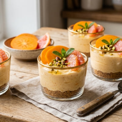 Persimmon & Grapefruit Yoghurt Cheesecake Cups