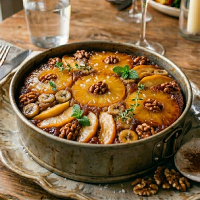 Pineapple, Apple & Banana Upside-Down Cake
