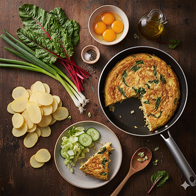 Potato, Chard & Spring Onion Spanish Tortilla