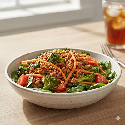 "Rainbow" Beef & Broccoli Stir-fry Salad