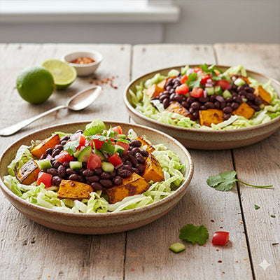 Roasted Pumpkin & Black Bean "Taco" Bowls