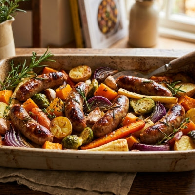 Rosemary Lamb Sausage & Autumn Veg Tray Bake