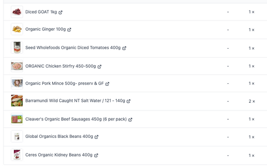 Week 38 MEATS + SELECT GROCERY LINES for the Large Mixed Produce Box Week 38