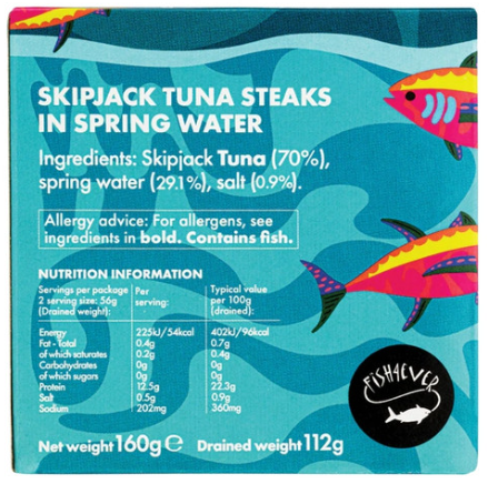 Fish4Ever Sustainable Tuna Steaks in Spring Water 160g