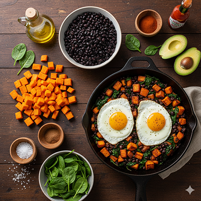 Smoky Sweet Potato & Black Bean Hash