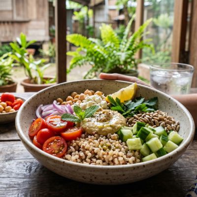 Tomato Cucumber Grain Bowl