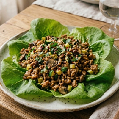 Turkey, Mushroom & Zucchini Lettuce-Style Bowls