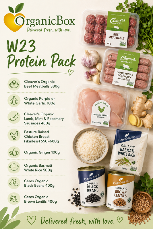 Week 23 PROTEINS + SELECT GROCERY LINES for the Large Mixed Produce Box Week 23