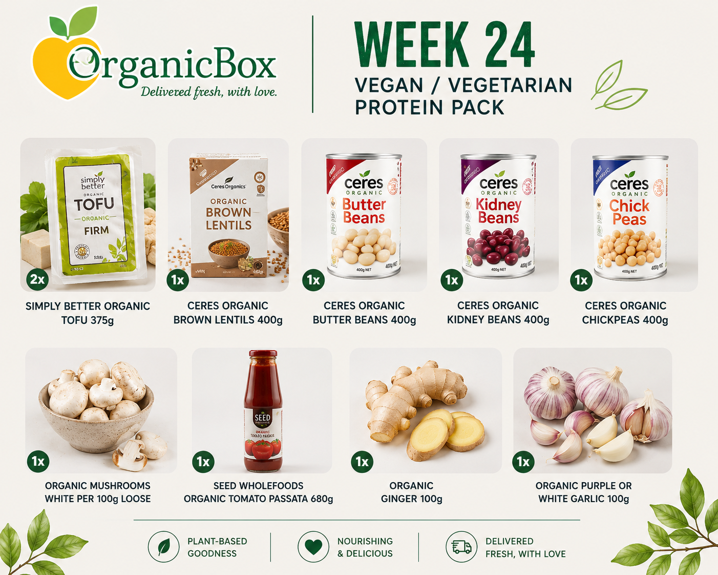 Week 24 VEGETARIAN & VEGAN LINES for the Large Mixed Produce Box Week 24