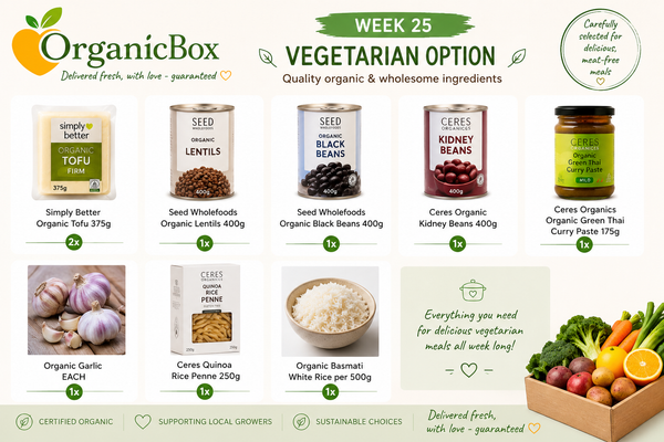 Week 25 VEGETARIAN & VEGAN LINES for the Large Mixed Produce Box Week 25