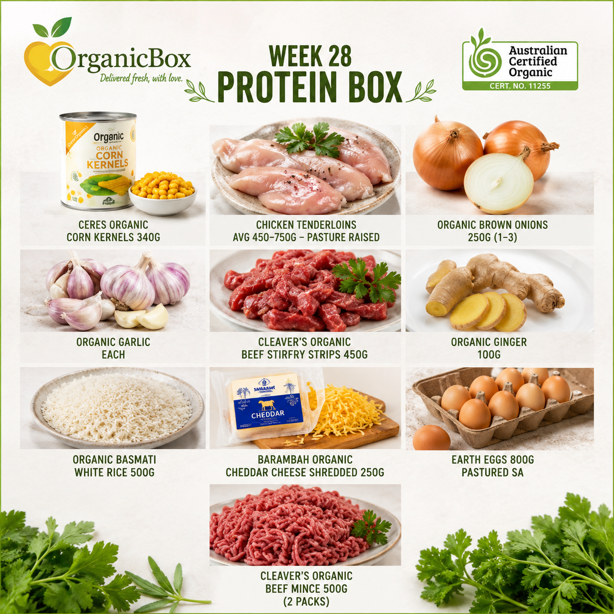 Week 28 MEATS + SELECT GROCERY LINES for the Large Mixed Produce Box Week 28